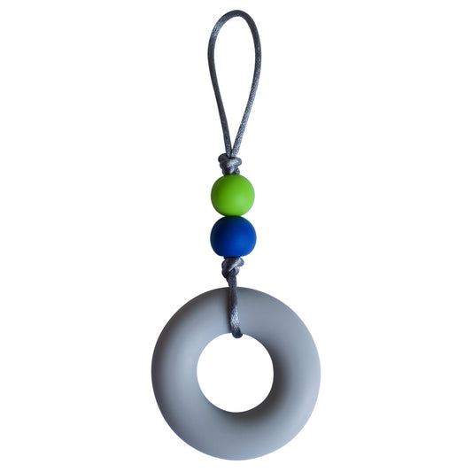 Donut Zipper Pull - Grey (Stronger Chew)  – X-Strong Chew Sensory Chewelry