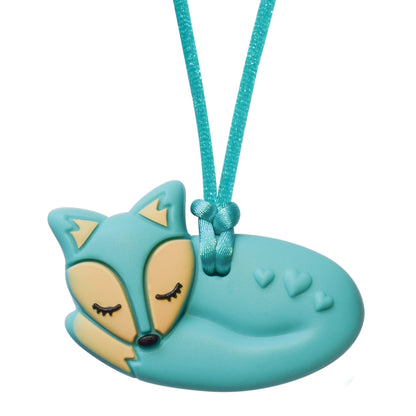 Munchables Fox Chew Necklace in Aqua.