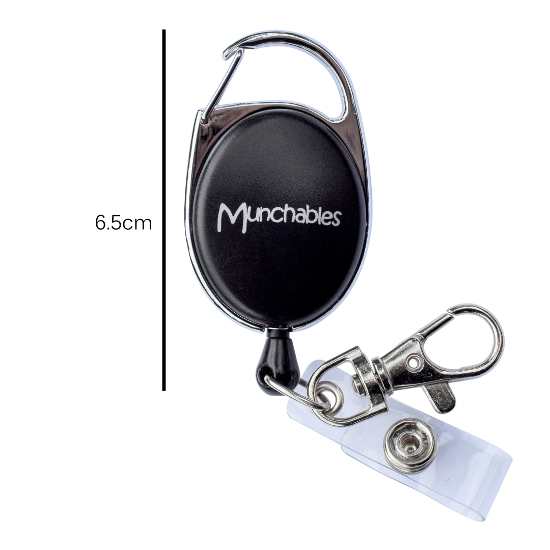 Munchables retractable lanyard measures 6.5cm.