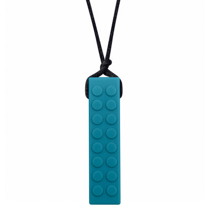 LEGO-like Chew Necklace for girls and boys by Munchables in teal.
